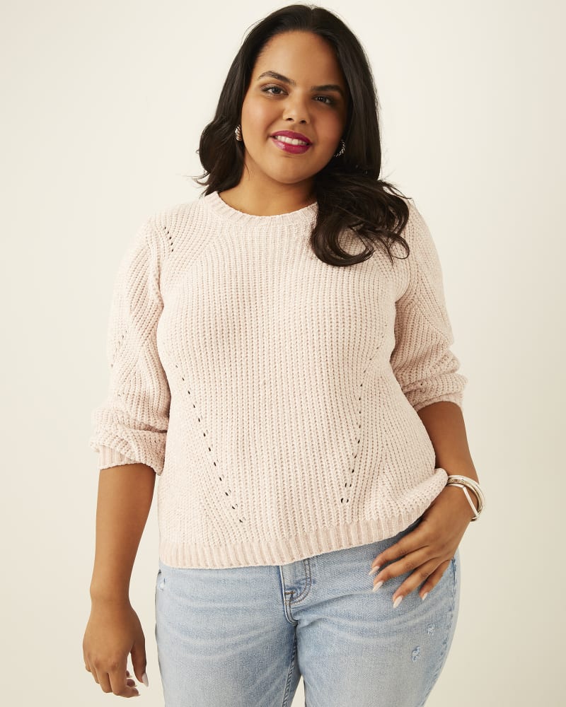 Front of plus size Ashley Chenille Sweater by T Tahari | Dia&Co | dia_product_style_image_id:172401